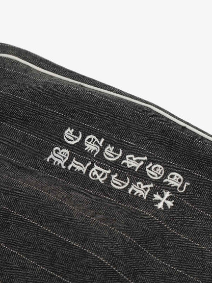 Pinstripe Elastic Waist Wide Leg Pants