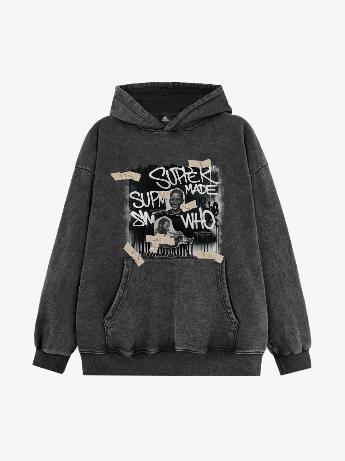 Street Collage Graffiti Font Character Hooded Sweatshirt 