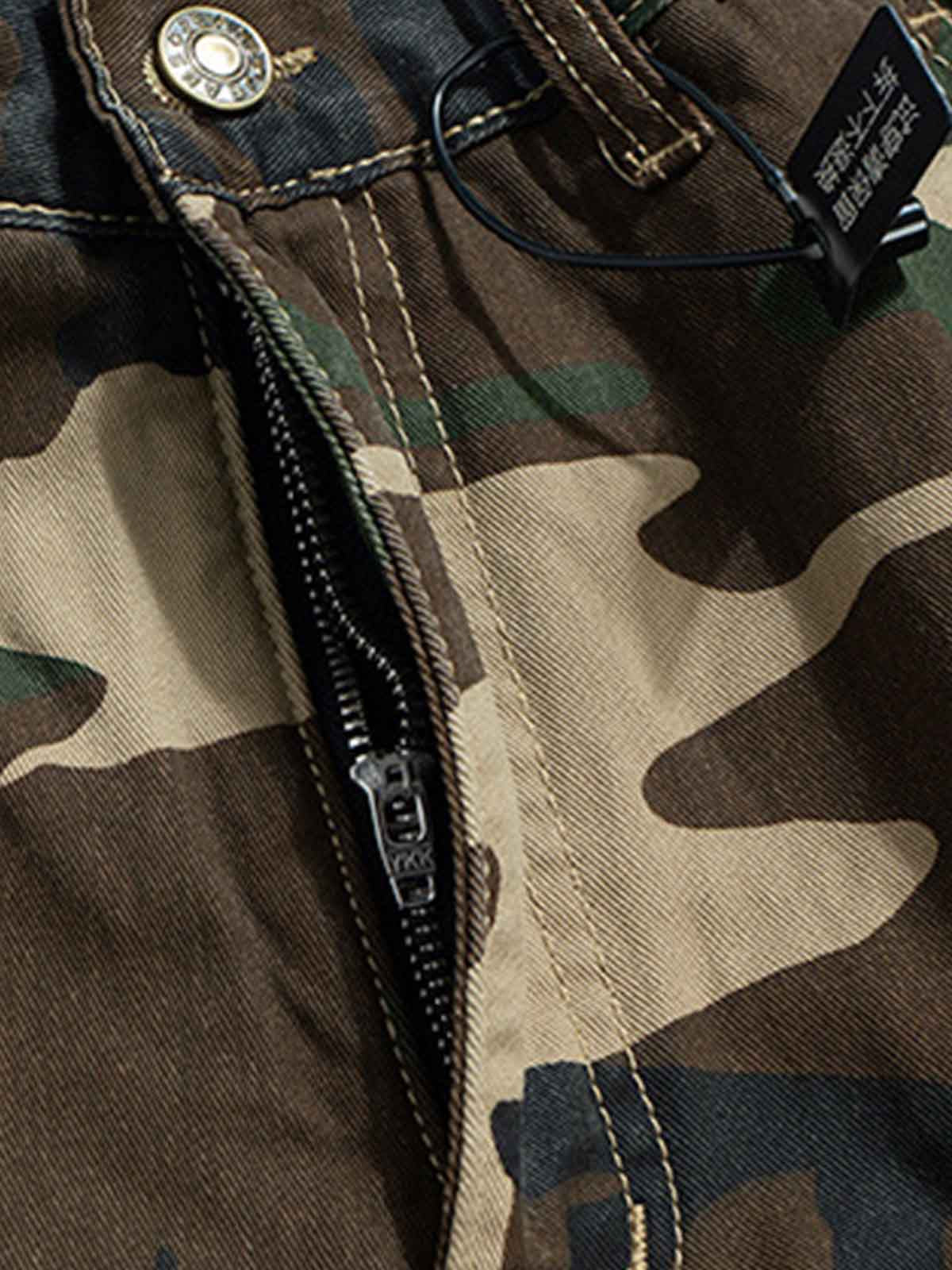 Layered Camouflage Multi-Pocket Cargo Jorts 