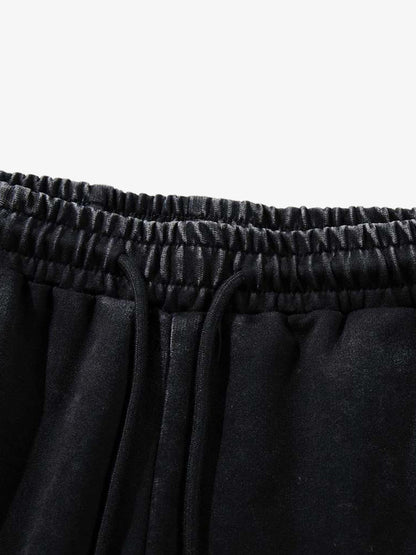 Washed Distressed Spider Print Shorts