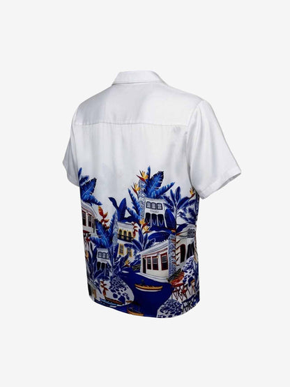 Vintage Seascape Camp Collar Boxy Shirt 