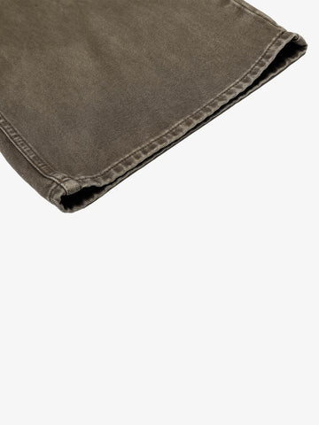 Multi-Button Pleated Curved-Leg Jeans