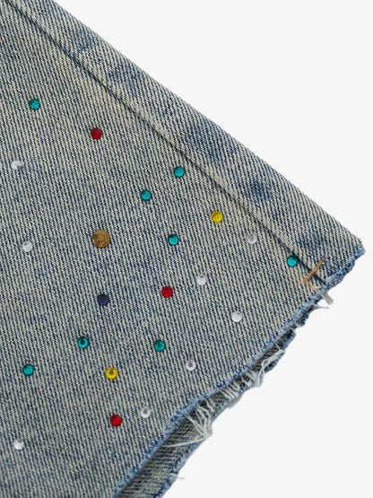 Rhinestone Embellished Denim Shorts