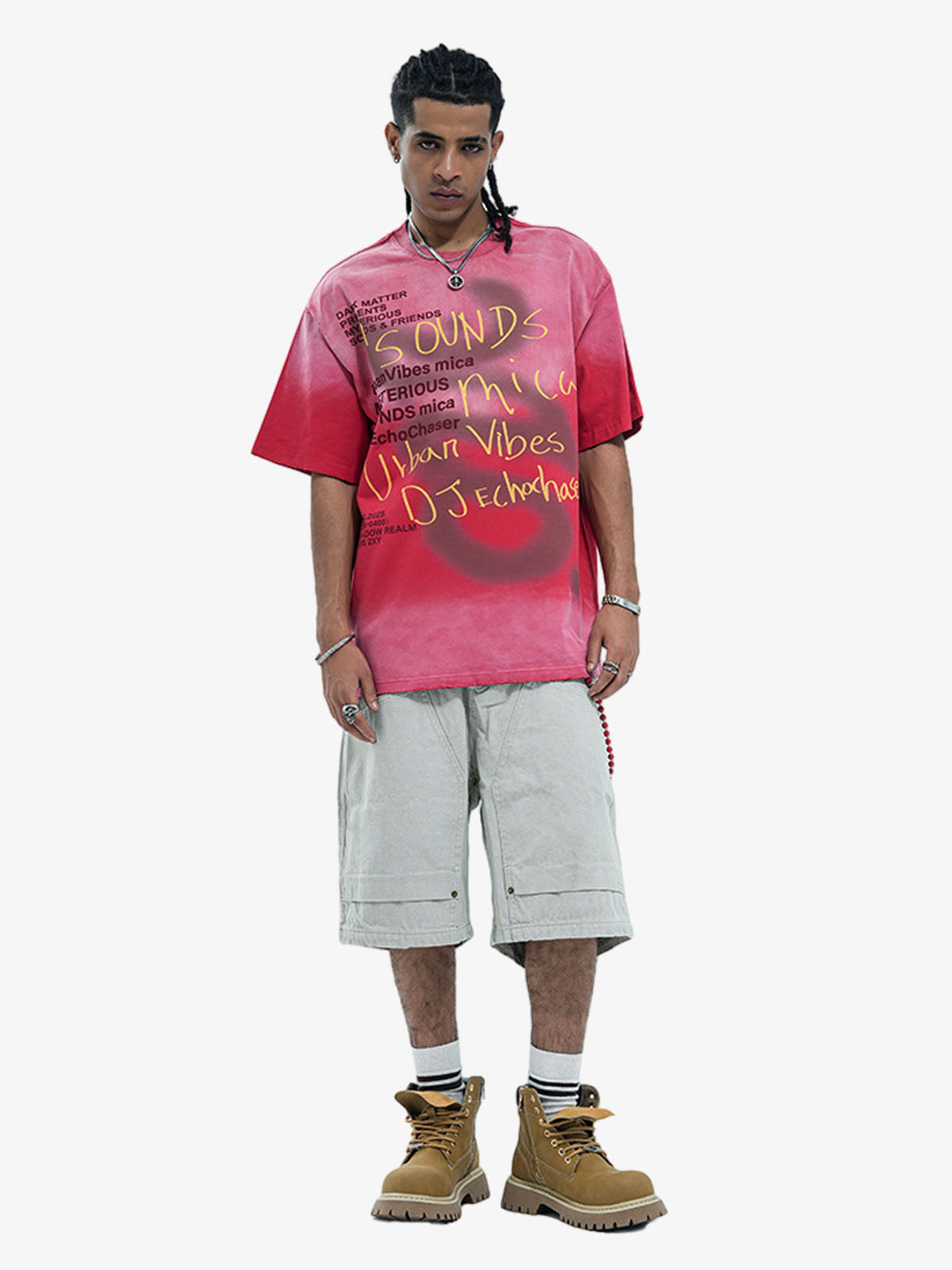 300G Cotton Spray-Marmot Distressed T-Shirt with Holes Urban Streetwear Graphic Tee 