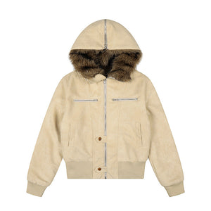Stylish Hooded Jacket with Faux Fur Trim for Men and Women - Perfect for Casual Outfits 
