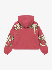 Skeleton Terry Embroidered Pullover Hoodie