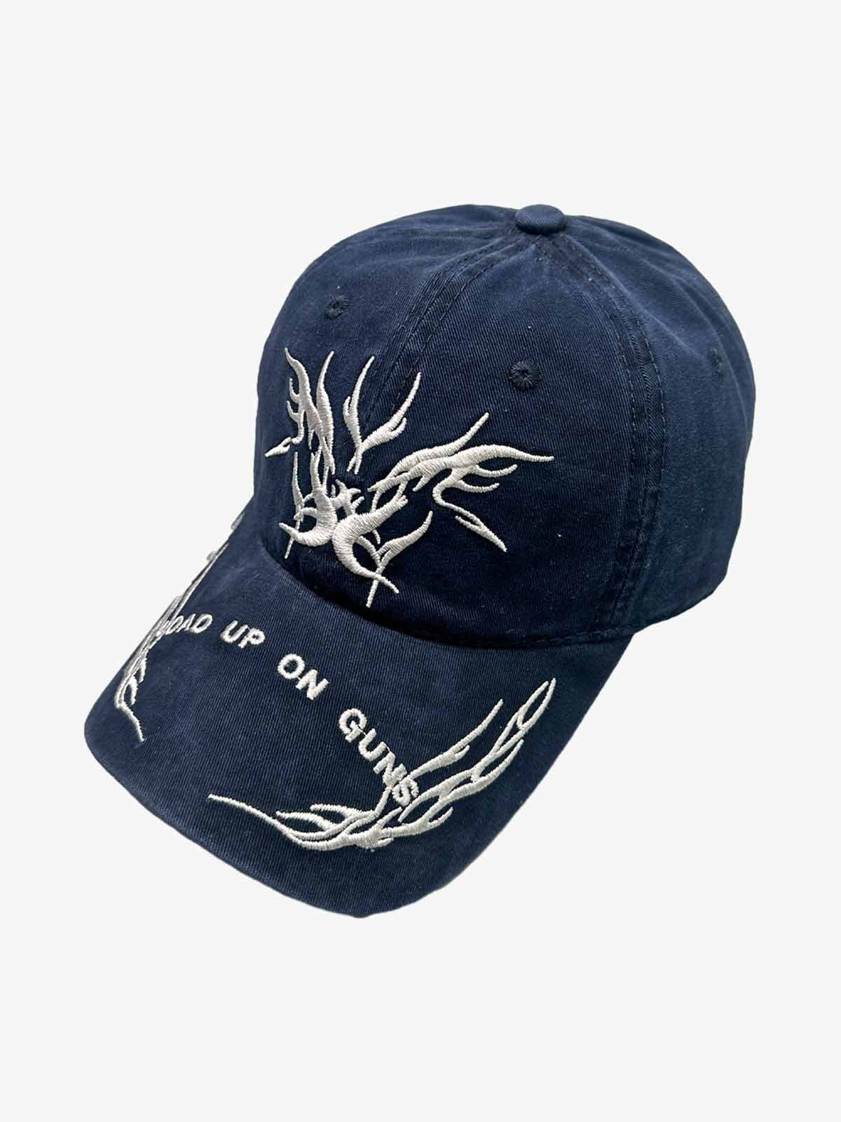Flame Embroidered Denim Cap