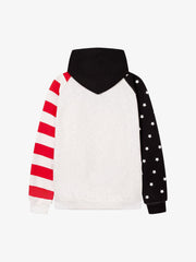 Distressed Flag Graphic Star-Stripe Color Block Hoodie