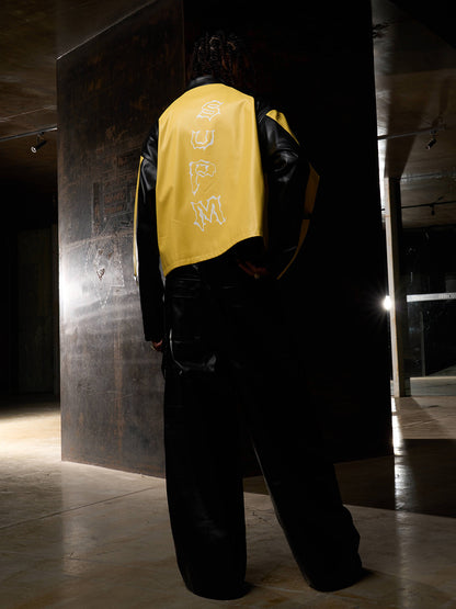 Original Contrast Color Leather Jacket 