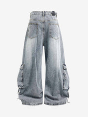 Deconstructed Multi-Pocket Cargo Jeans 