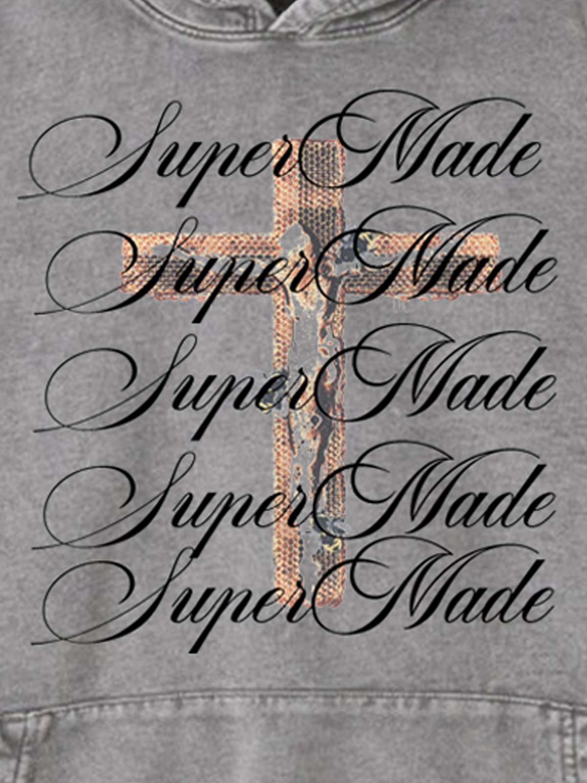 Cross Graphic Washed Distressed Hoodie