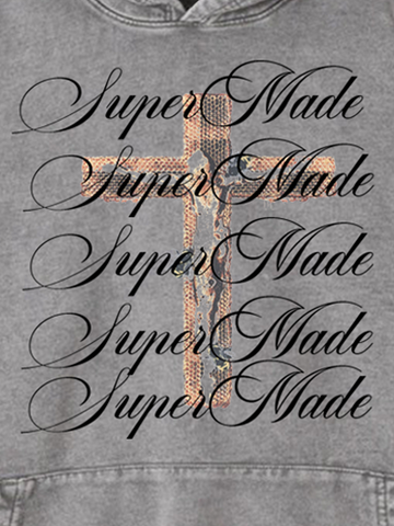 Cross Graphic Washed Distressed Hoodie