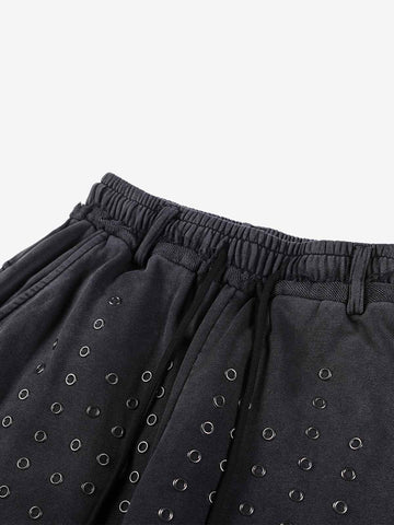 Streetwear Distressed Eyelet Detail Baggy Sweatpants