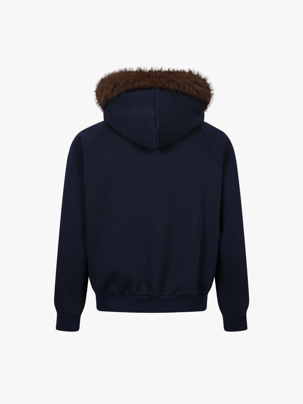 Pelzkapuzenjacke mit Union-Jack-Motiv