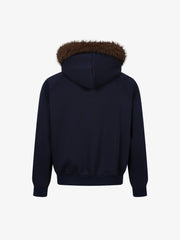 Pelzkapuzenjacke mit Union-Jack-Motiv