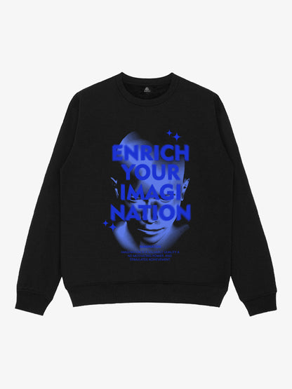 Portrait Phantom Letter Print Crew Neck Sweatshirt 