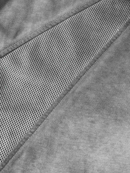 Cotton Blend Oversized Mesh Panel T-Shirt with Crew Neck 