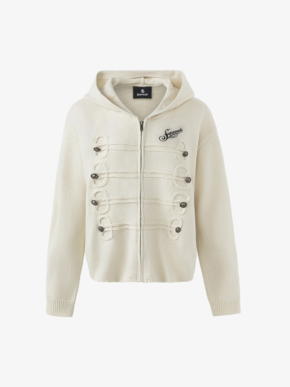 Jacquard Hooded Knit Cardigan