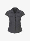 Pinstripe Slim Fit Ruched Waist Shirt 