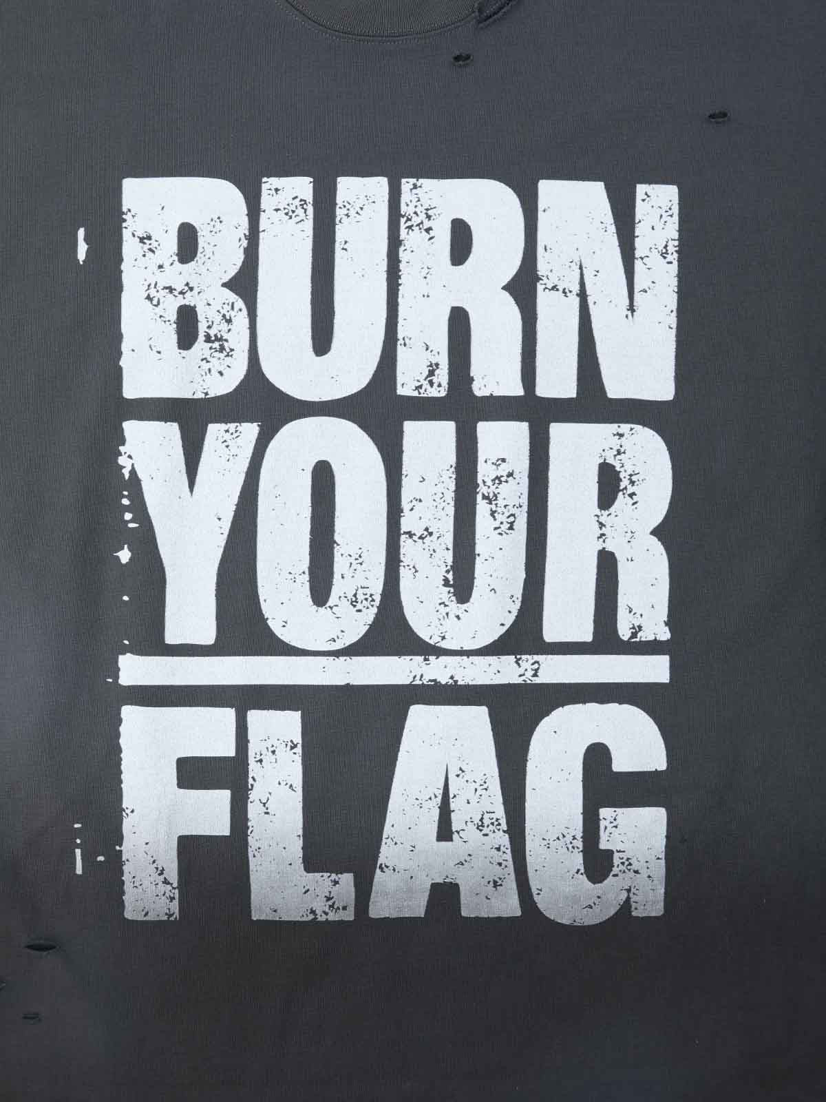 Supermade Distressed Ripped "Burn Your Flag" Sleeveless T-Shirt 