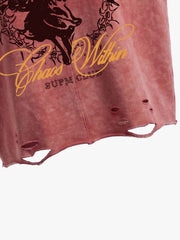 Vintage Washed Distressed Angel Graphic Sleeveless T-Shirt 
