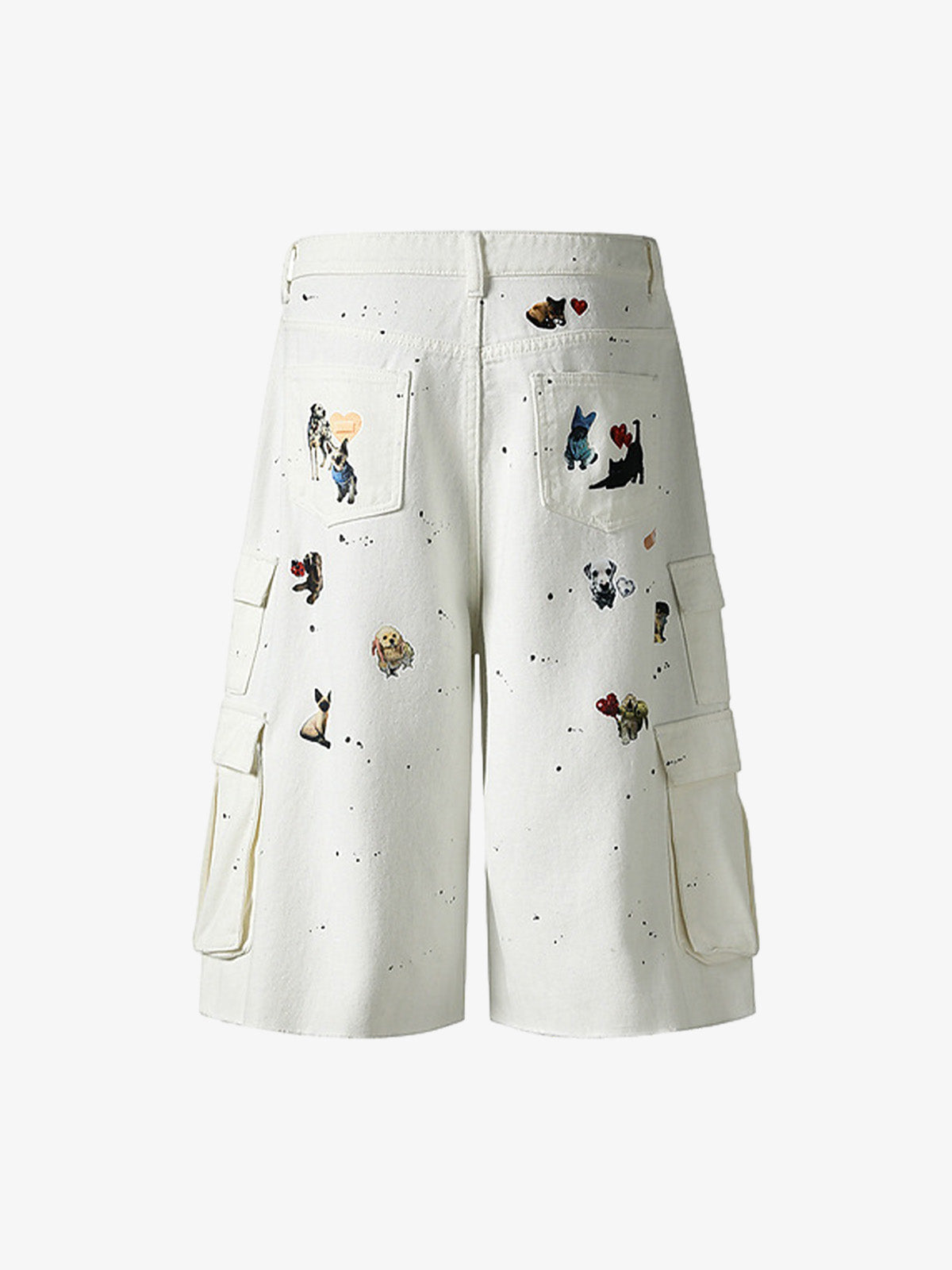 Sticker Distressed Washed Denim Jort 