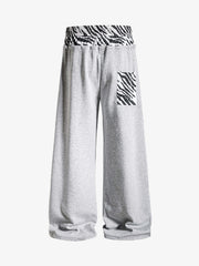 Zebra Patch Star Graphic Wide-Leg Sweatpants