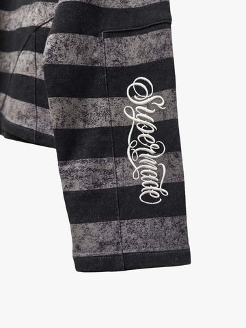 Striped Embroidered Oversized Long Sleeve Tee