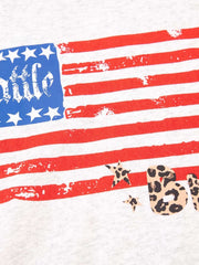 Distressed Flag Graphic Star-Stripe Color Block Hoodie