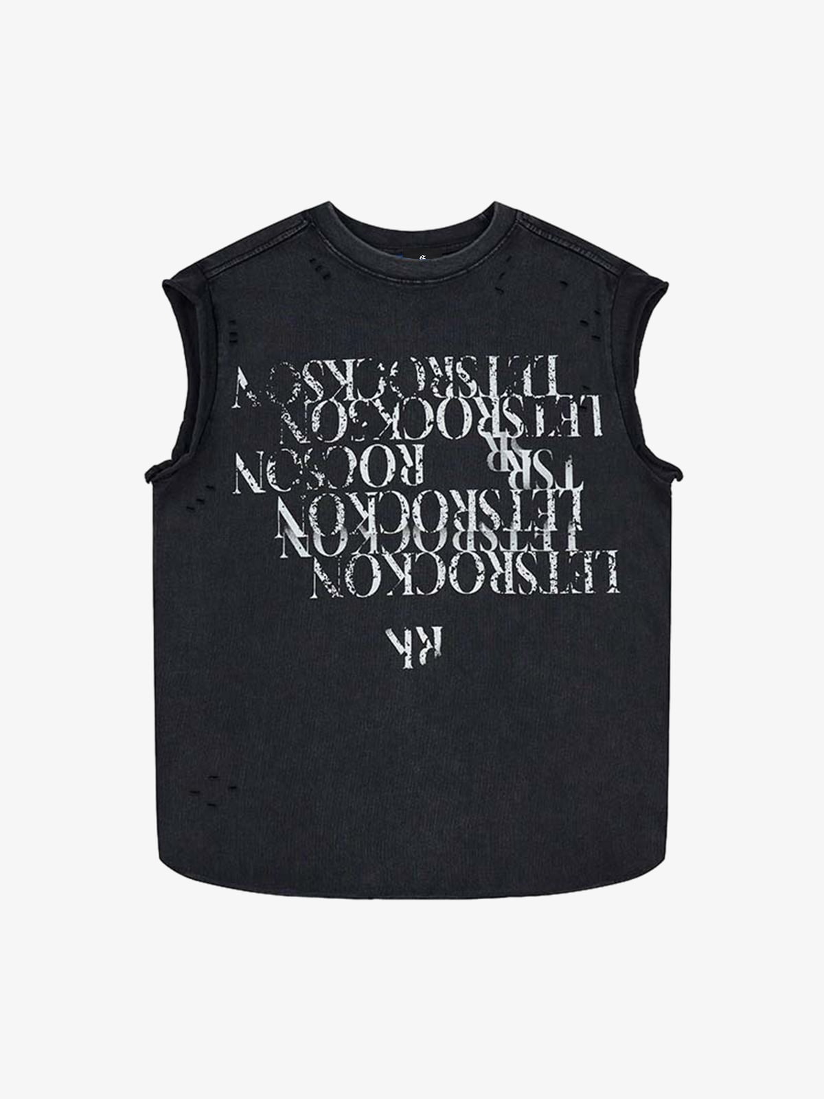 Letter Graphic Spray-Painted Distressed Vest