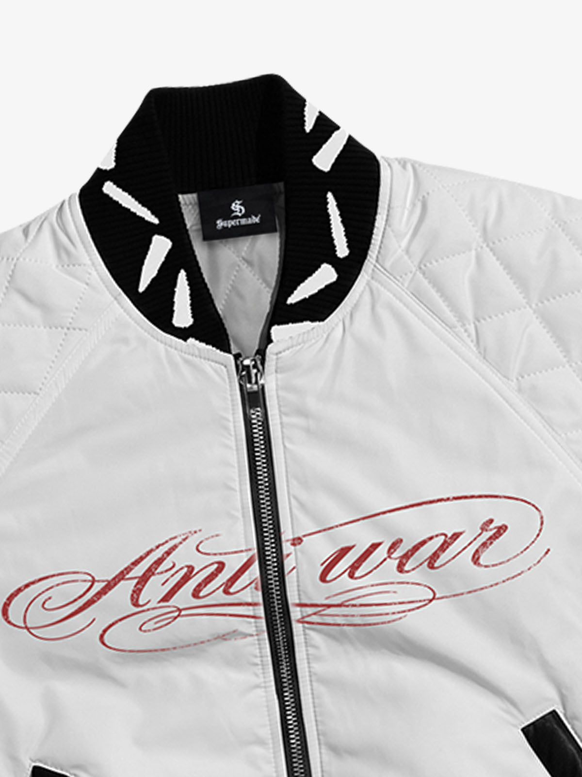 Devil Graphic Bullet-Jacquard Quilted Varsity Jacket