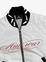 Devil Graphic Bullet-Jacquard Quilted Varsity Jacket