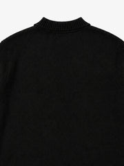 Checkered Jacquard Collar Motorcycle Knit Sweater