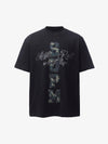 T-shirt décontracté à patchwork de lettres camouflage