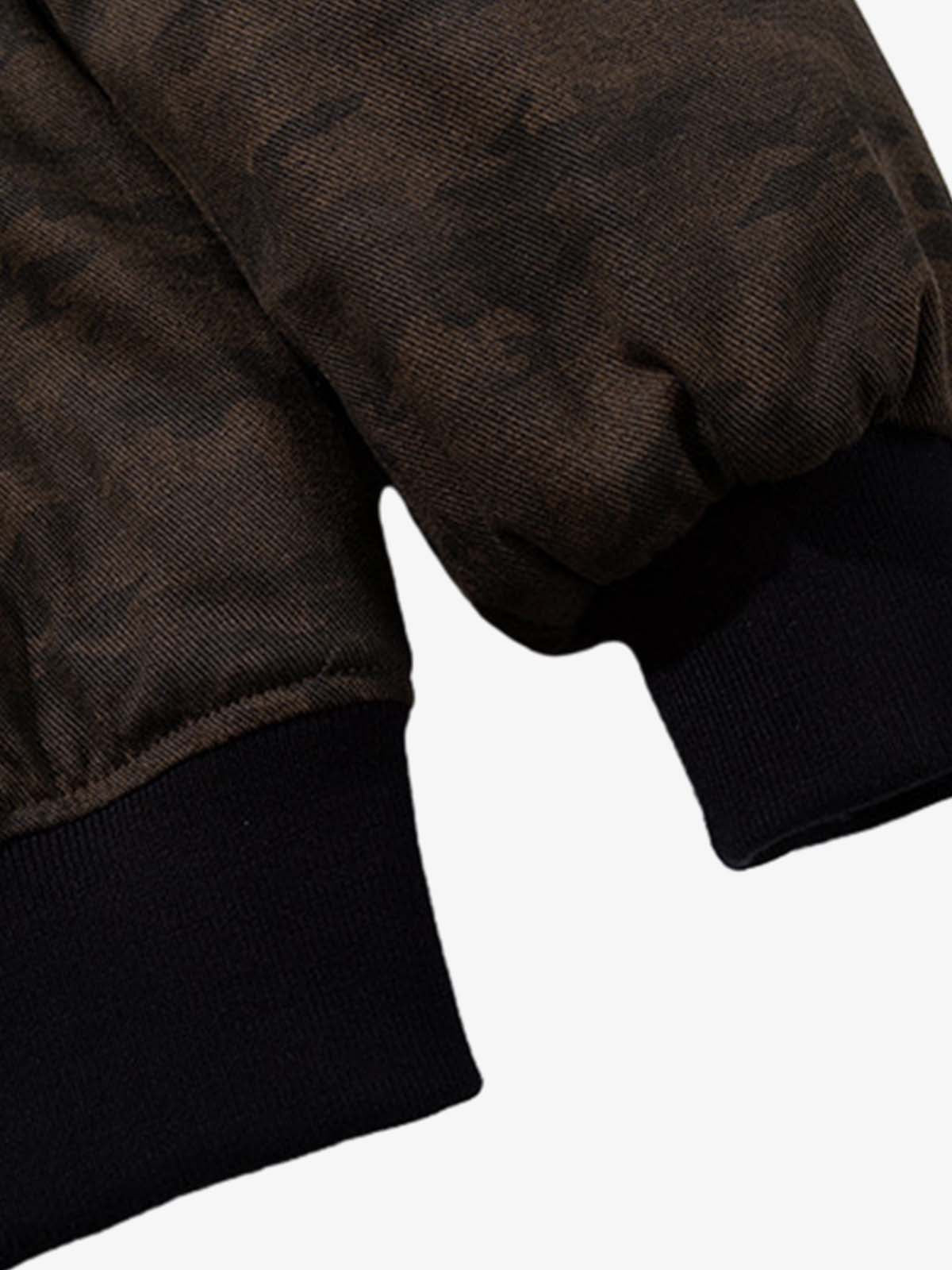 Camouflage Print Detachable Fur Hood Bomber Jacket 