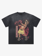 T-shirt oversize con grafica da boxe