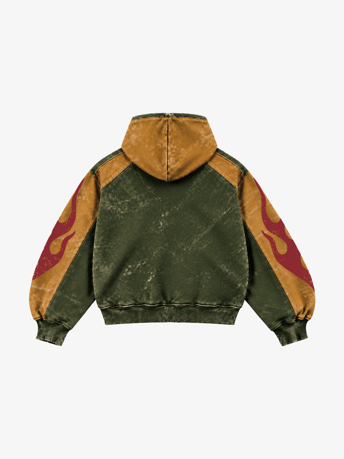 Washed Flame Graphic Zip-Up Hoodie