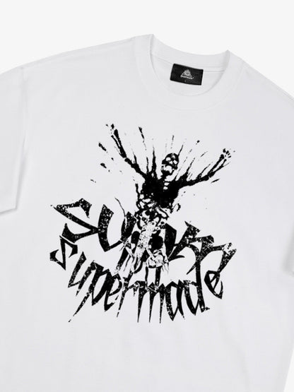THE SUPERMADE TRENDY STREET OLD-FASHIONER SKULL PRINT T-SHIRT 