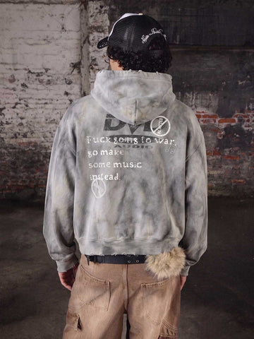 Music Note DVD Graphic Rhinestone Splatter-Wash Sweatshirt