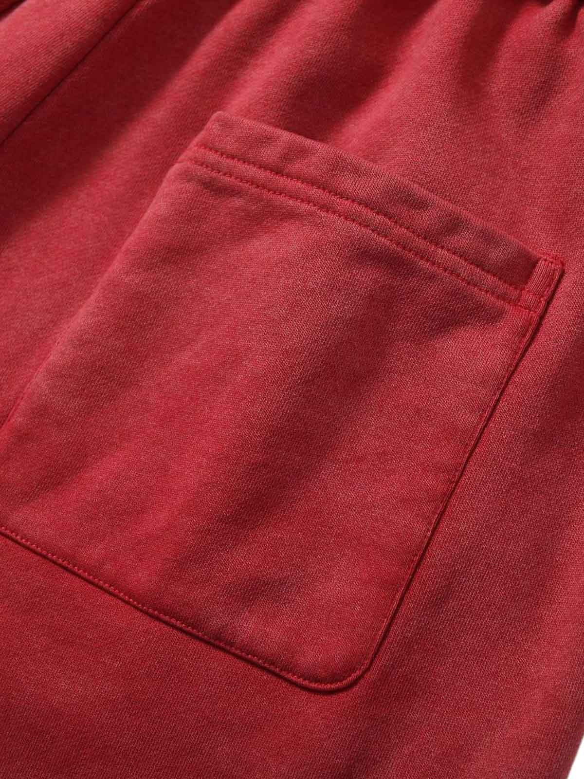 Distressed Ripped Red Culotte Jorts 