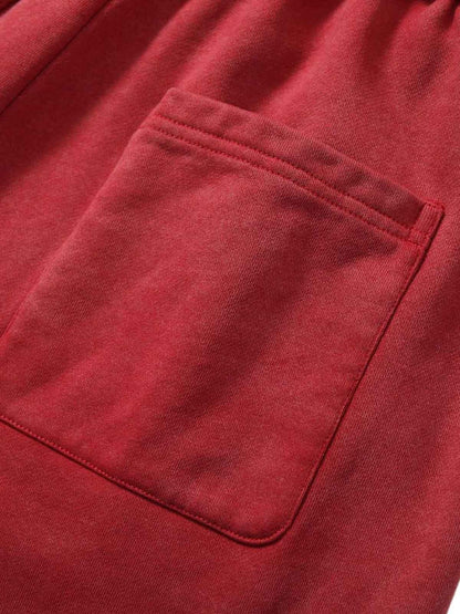 Distressed Ripped Red Culotte Jorts 