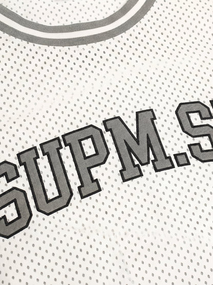 Mesh Fabric Basketball Jersey T-Shirt with Bold Print and Number Design 