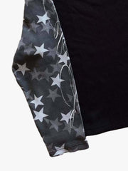 Camo Star Print Patchwork Waffle Boxy Long Sleeve Tee