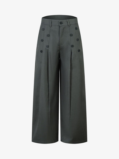 Thesupermade Double-Button Design Pleated Suit Casual Pants 
