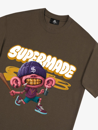 Thesupermade Cartoon Graffiti Baseball Cool Boy T-shirt 