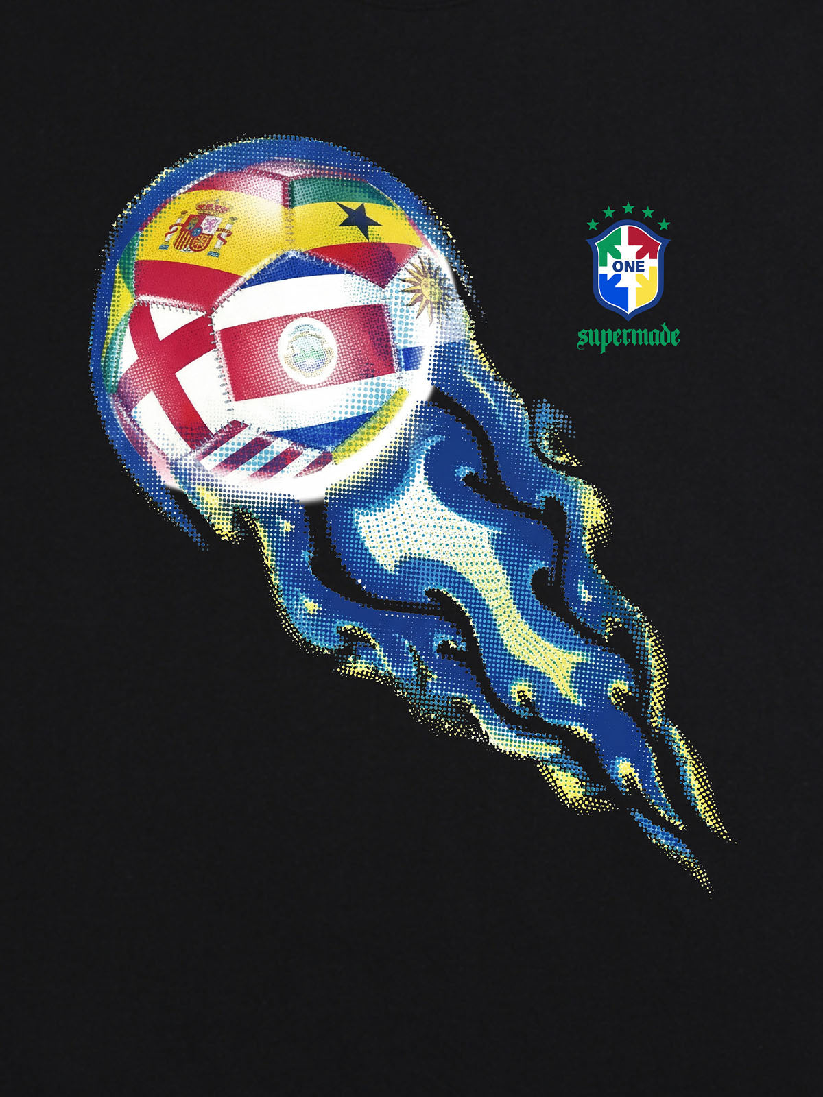 Cotton Football Flag Graphic T-Shirt for Men - Oversized Casual Streetwear with World Cup Design 