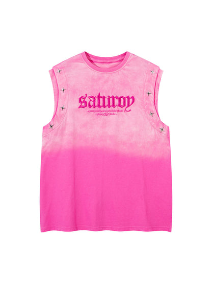 Thesupermade Washed Heavy-duty Letter Embroidered Waistcoat 