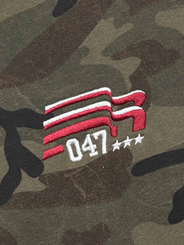 Camouflage Print Boxy Zip-Up Hoodie