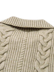 Cable Knit Zip-Up Sweater Jacket for Cozy Elegance 