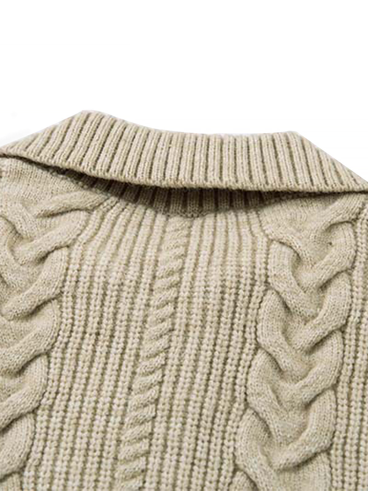 Cable Knit Zip-Up Sweater Jacket for Cozy Elegance 